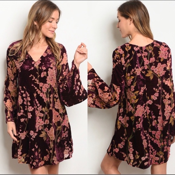 Dresses & Skirts - Velvet burnout floral print dress